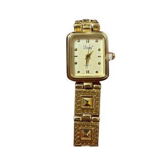 Vivani Ladies Watch Goldtone Band Crown Stopper 7.5"